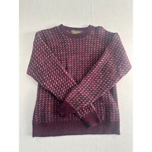 Brooks Brothers Sweater Mens L Burgundy Worsted Wool Birdseye Knit Crewneck